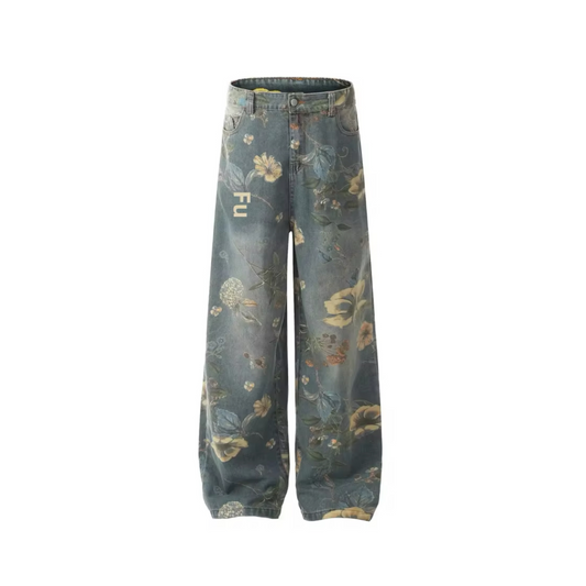 Bades Patterned Oversize Denim Trousers