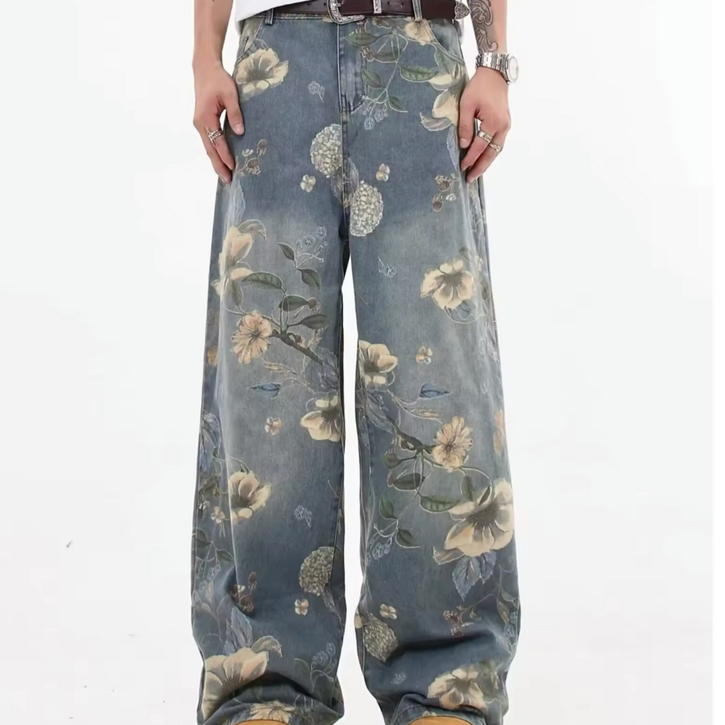 Bades Patterned Oversize Denim Trousers