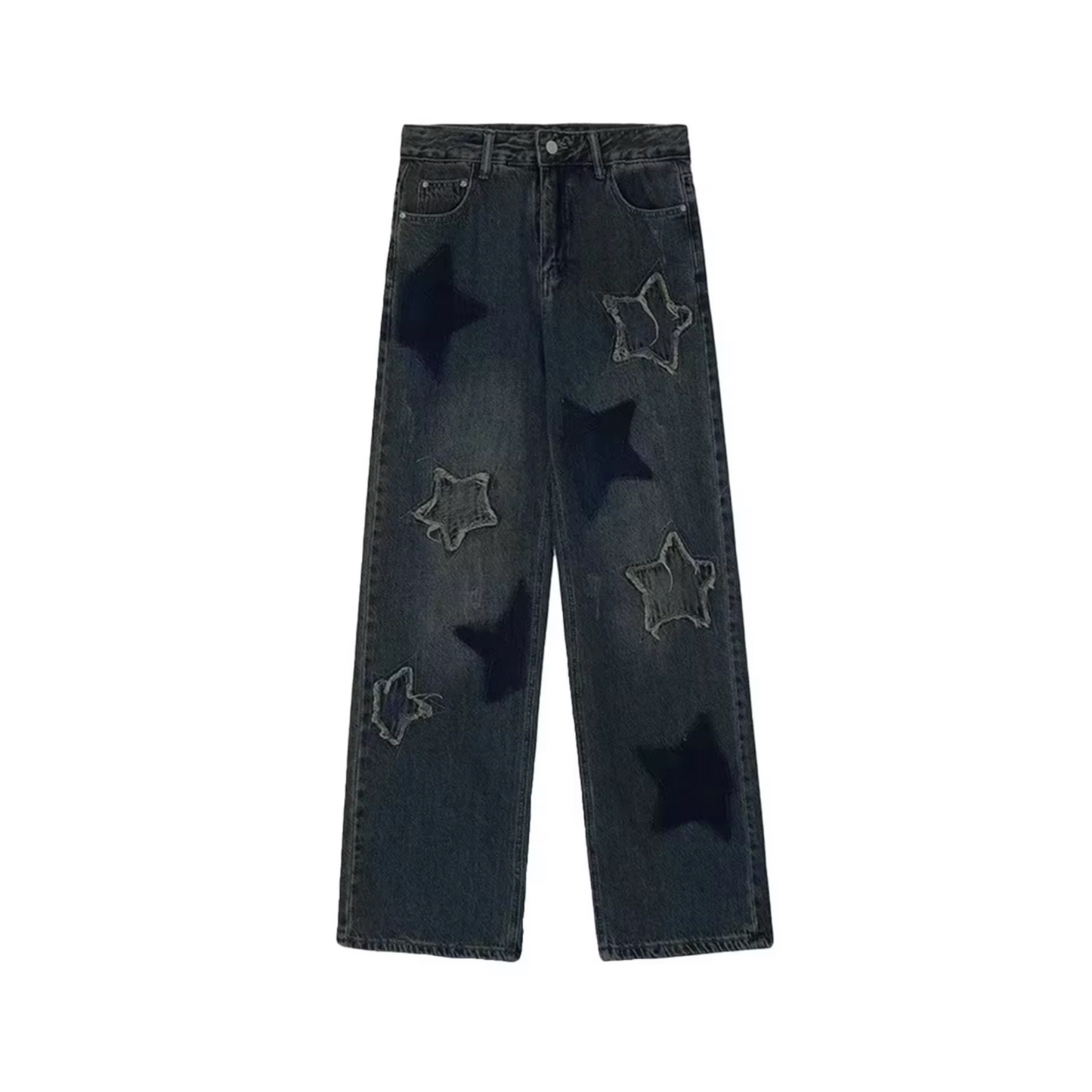 Bades Star Pattern Frayed Denim Trousers