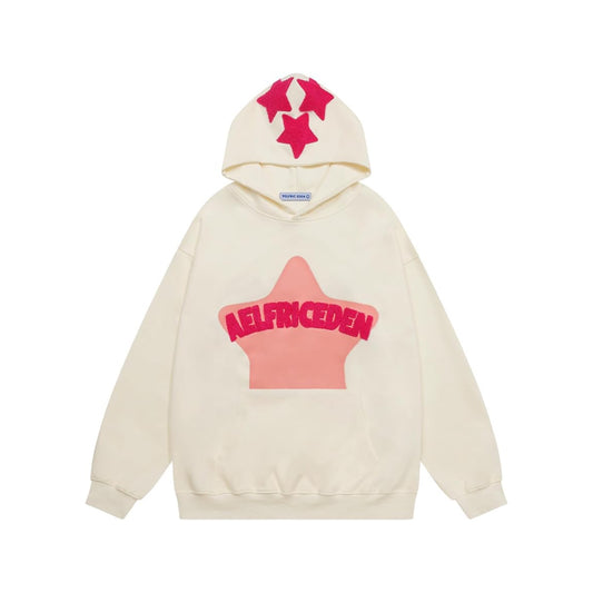 Bades Cream Star Patch Hoodie