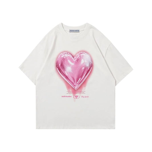 Bades Pink Heart Balloon Graphic T-Shirt