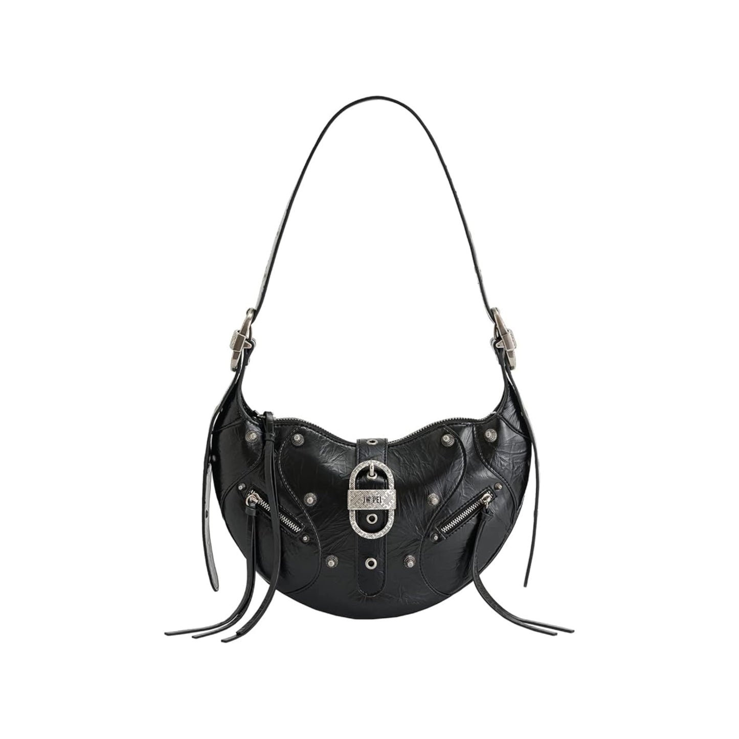 Bades Black Crescent Studded Shoulder Bag