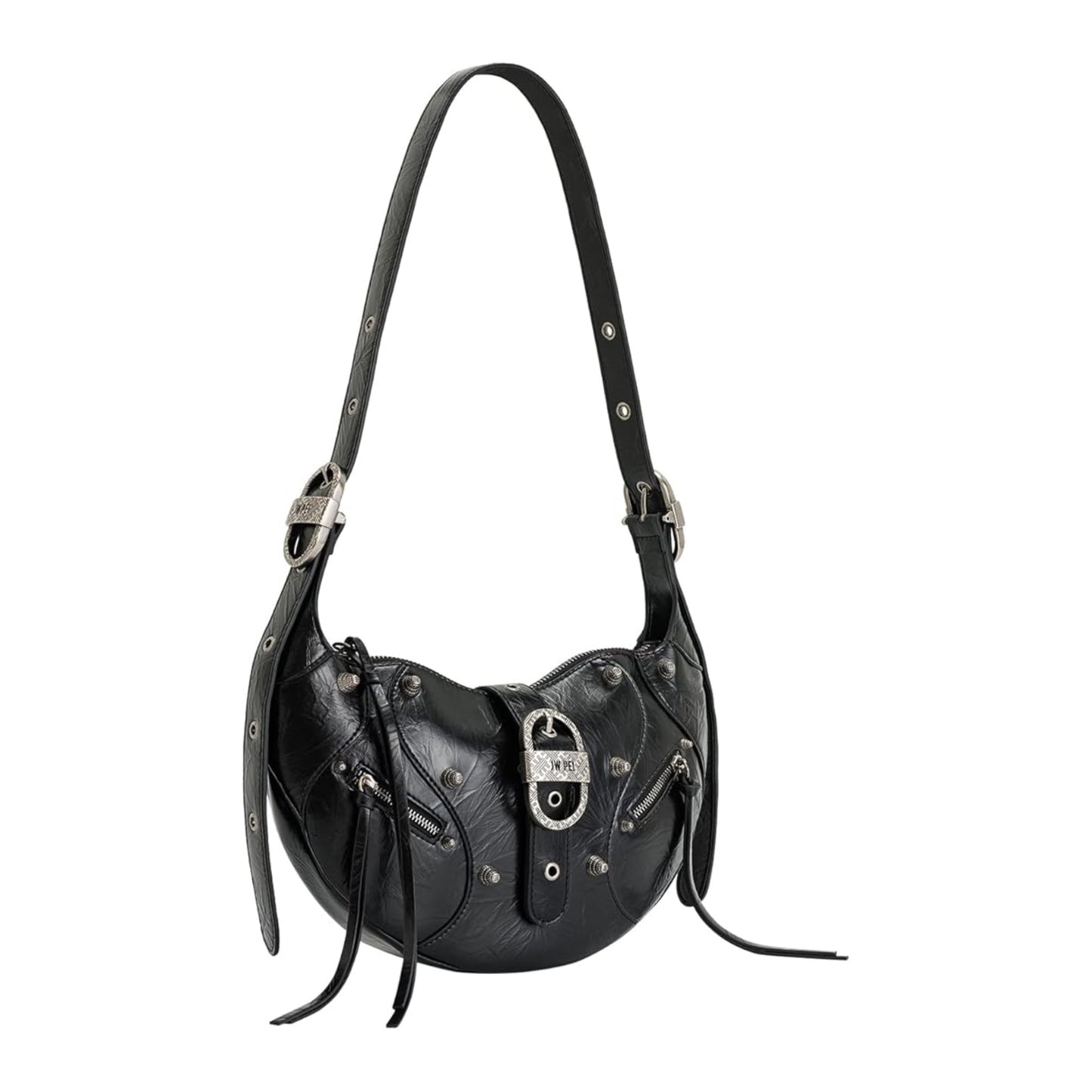 Bades Black Crescent Studded Shoulder Bag