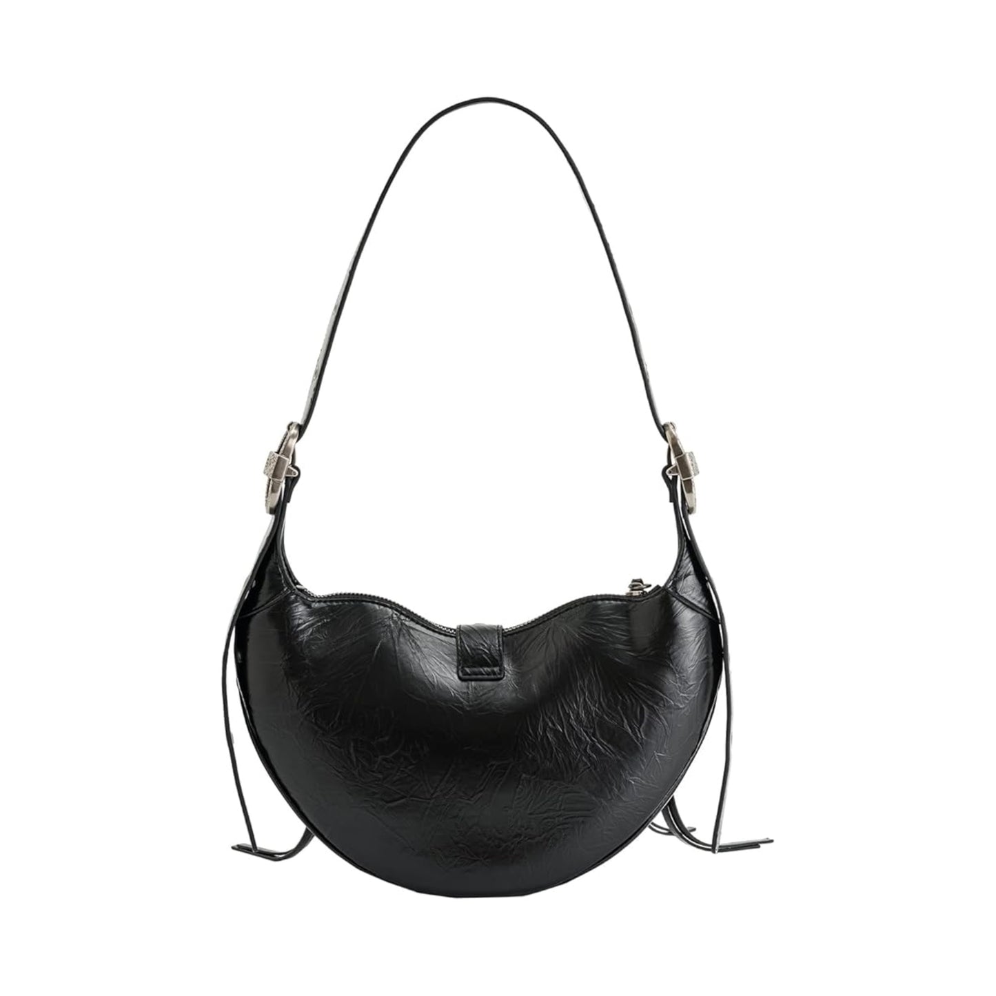 Bades Black Crescent Studded Shoulder Bag