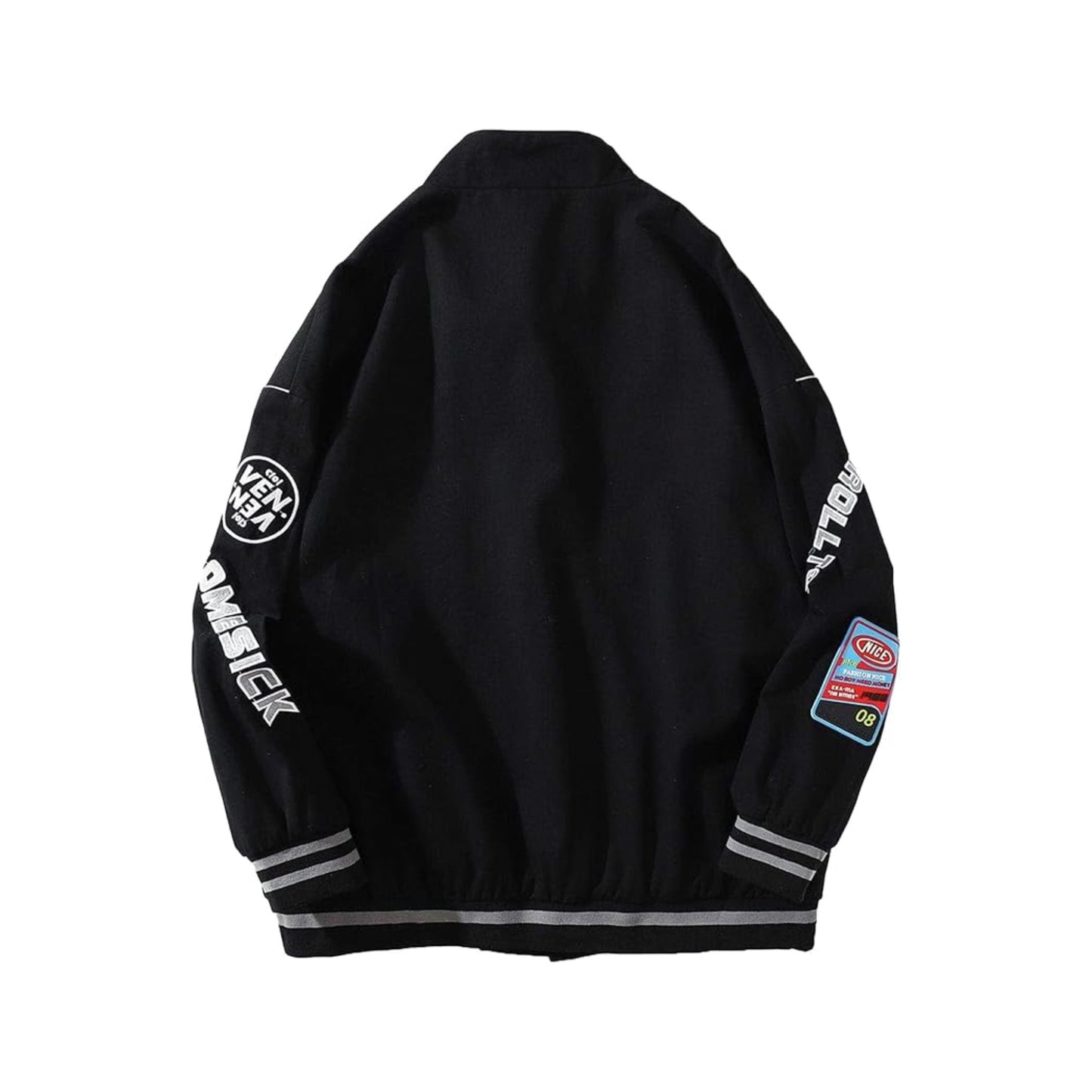 Bades Black Graphic Varsity Jacket