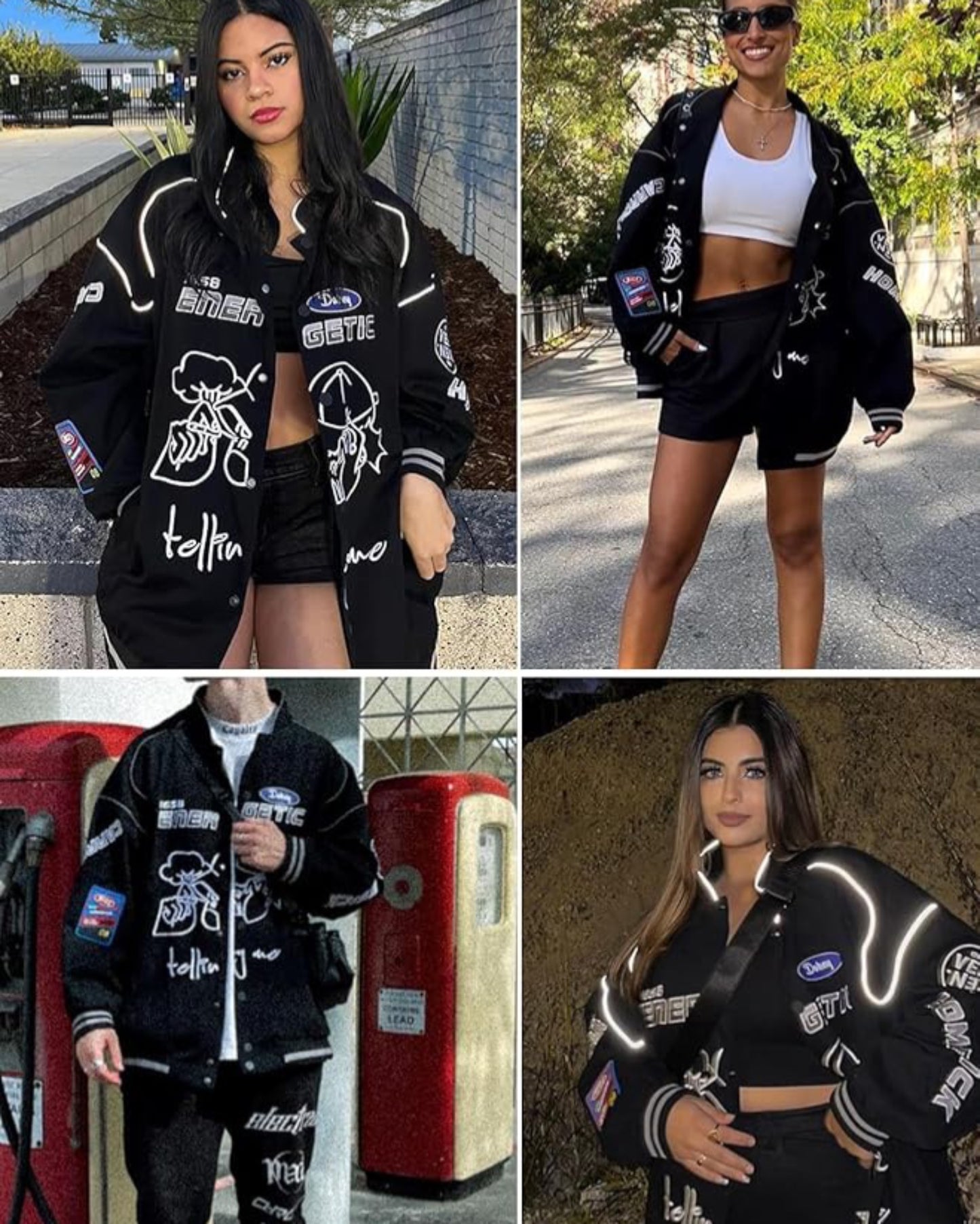 Bades Black Graphic Varsity Jacket