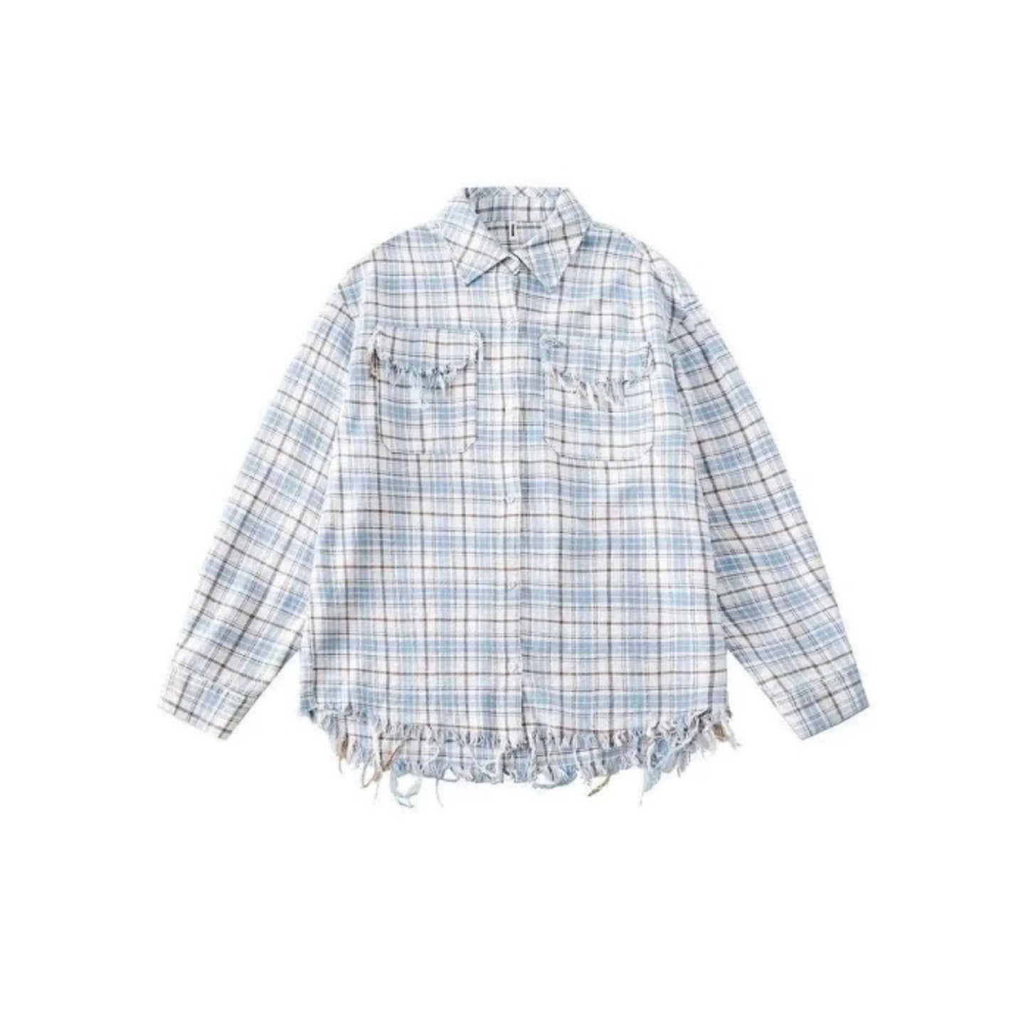 Bades Ripped Detailed Checkered Shirt