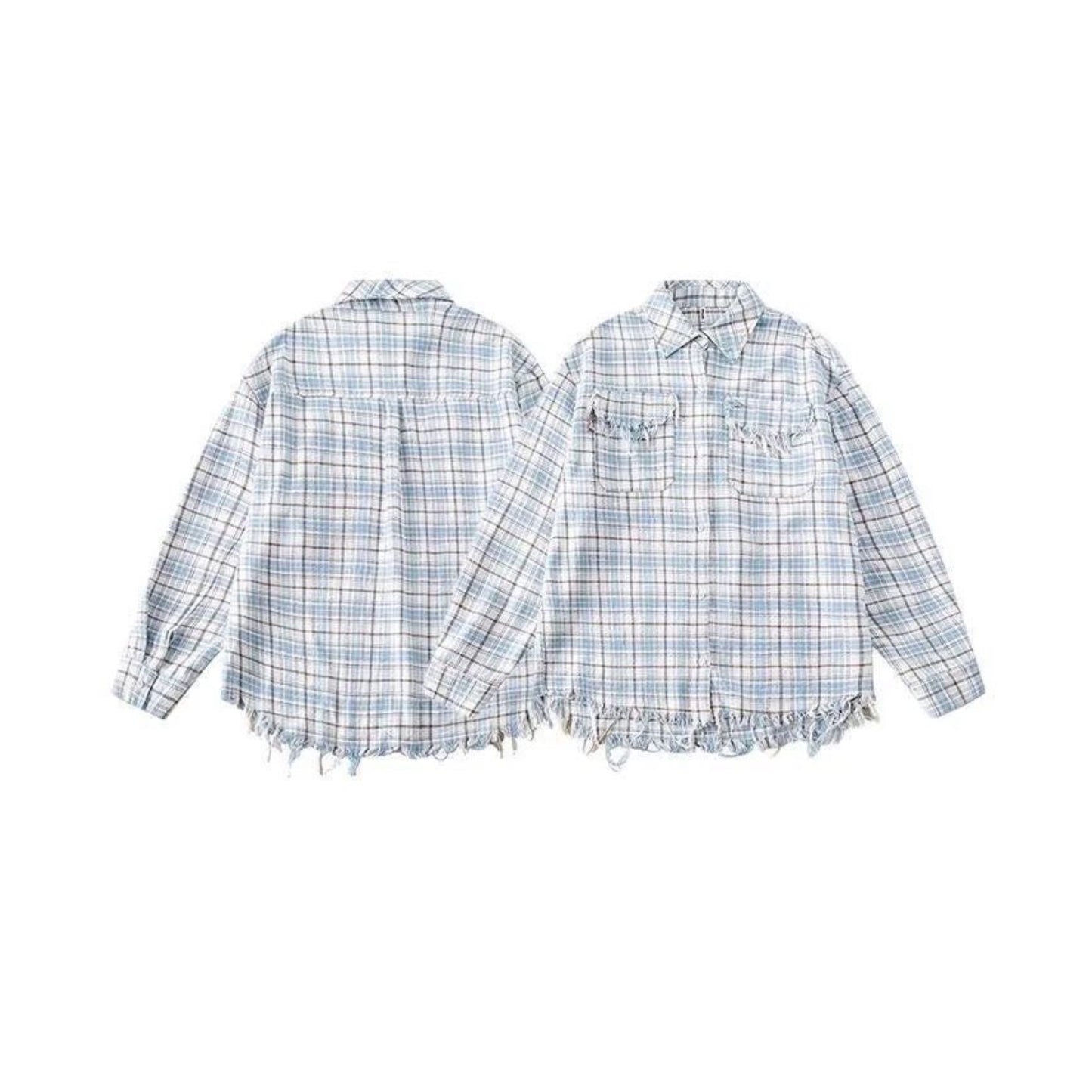 Bades Ripped Detailed Checkered Shirt